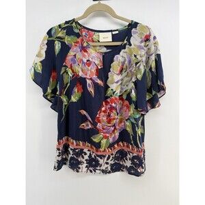 Maeve Size 8 100% SILK Blouse Floral Boho Womens Top Anthropologie